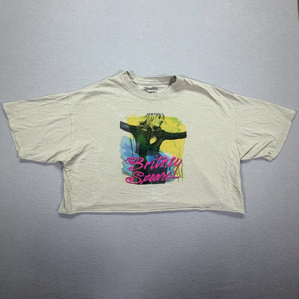 Britney Spears Graphic Crop Top Women XL Good Tan Y2K Pop Artβ Short Sleeve Tee